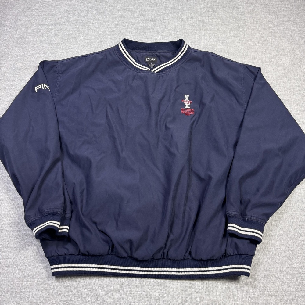 Vintage PING Jacket Mens XL Blue Windbreaker Solheim Cup Interlachen‎ 2002